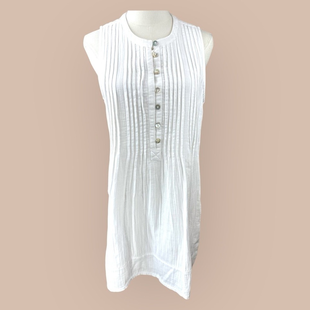 Quince NWOT SZ XSM white flax linen cotton swing dress‎ mini - Picture 4 of 16